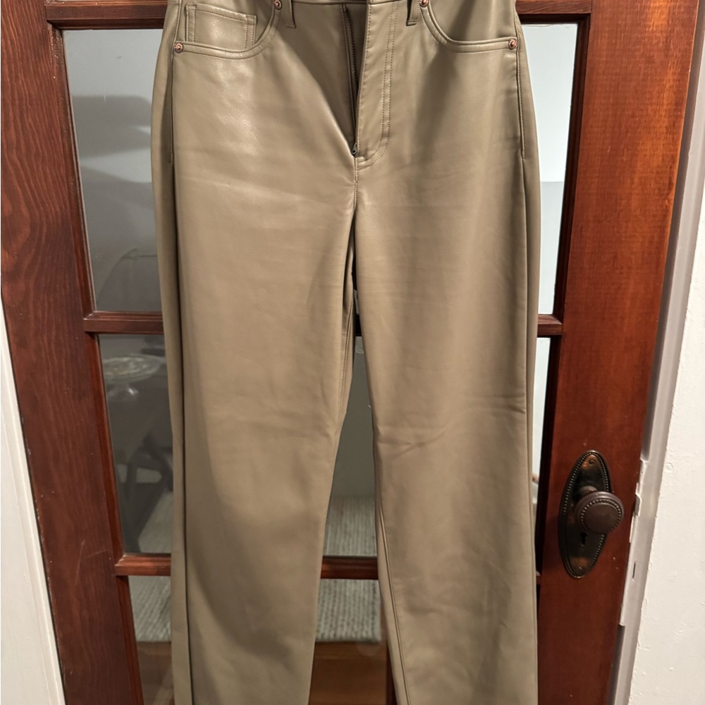 Express Modern Straight Tan Leather Pants